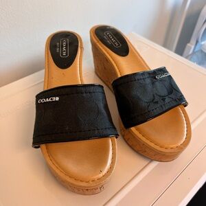 Coach Black Wedge Sandals for Women size 7